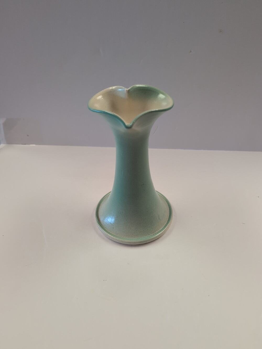 Art Deco Noveau fan vase shaped, Sea Foam Green Jack In The Pulpit Style